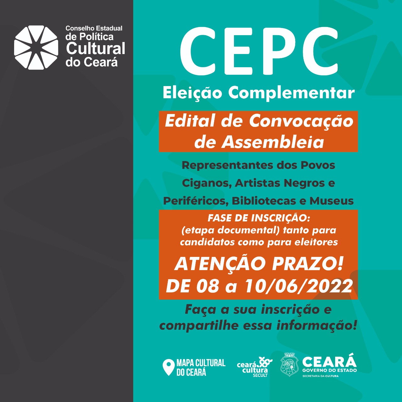 Edital de Convocação de Assembleia CEPC – Eleição dos representantes dos Povos Ciganos, Artistas Negros e Periféricos, Bibliotecas e Museus.