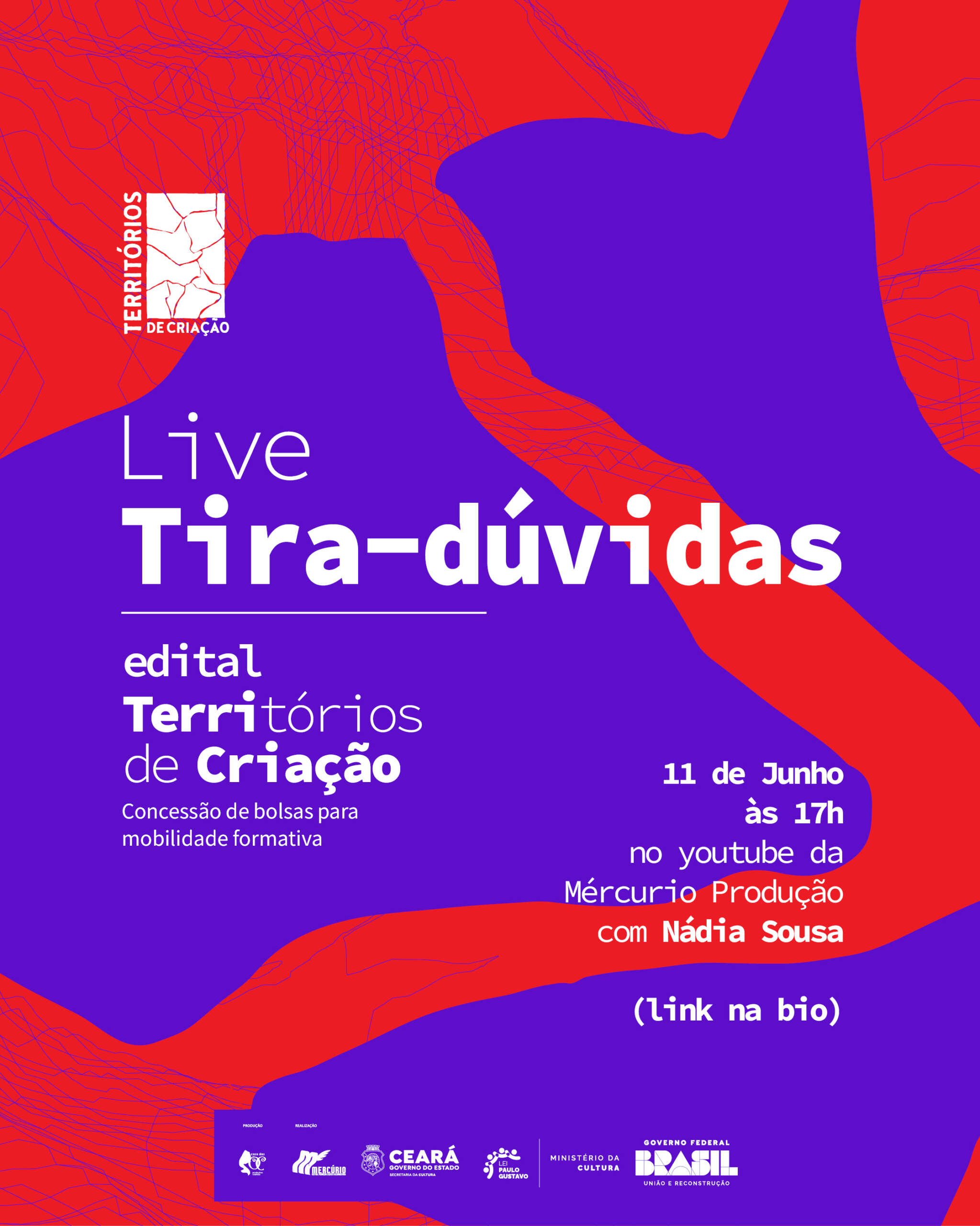 Live Tira-Dúvidas do Territórios de Criação: Edital de Bolsas Culturais para Mobilidade Artístico-formativa será nesta terça (11)