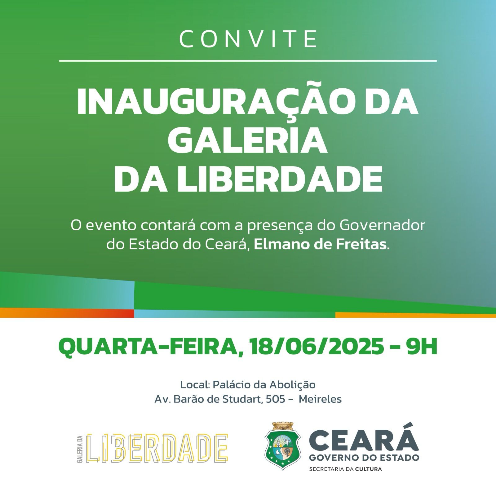 Governo do Ceará inaugura Galeria da Liberdade nesta quarta-feira (18)
