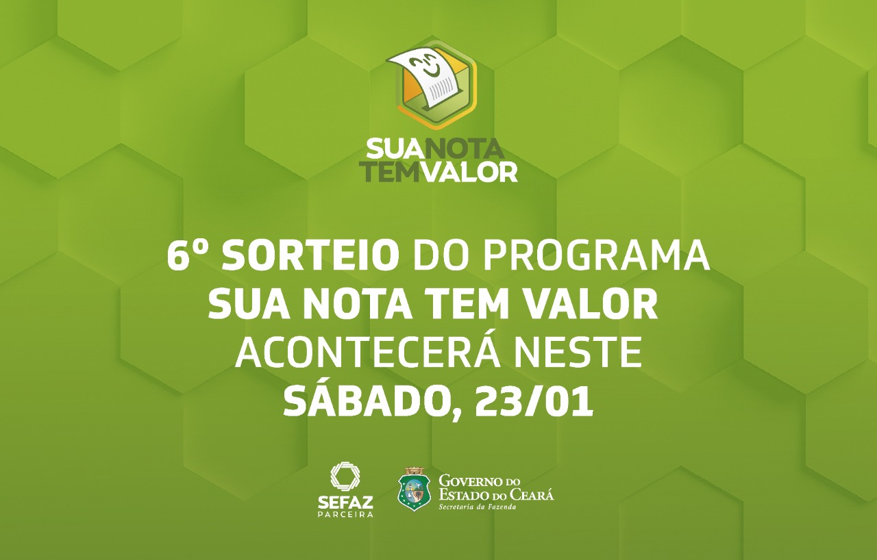 Sexto sorteio do Sua Nota Tem Valor será neste sábado (23)