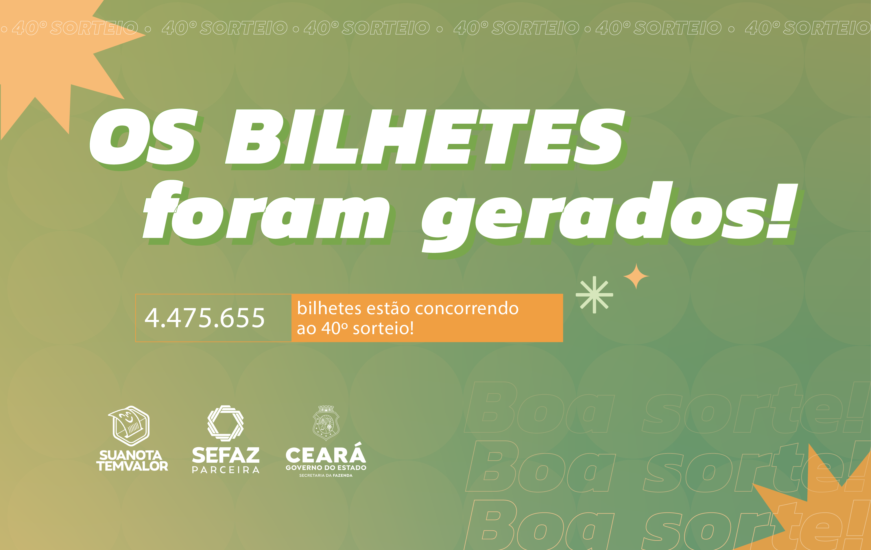 Foram gerados os bilhetes que participarão do 40º sorteio do programa Sua Nota Tem Valor