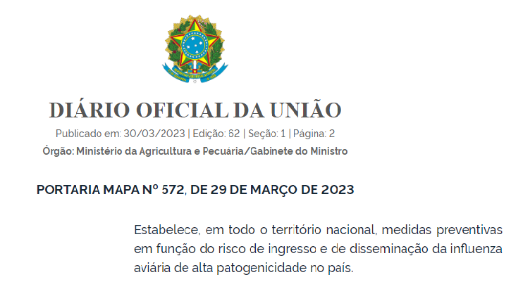 Semace informa sobre medidas preventivas impostas pelo Ministério da Agricultura e Pecuária em função da influenza aviária