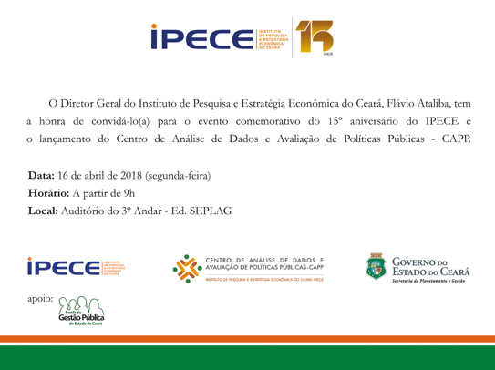 Ipece comemora seus 15 anos com lançamentos de livros, projetos e palestras no auditório da Seplag