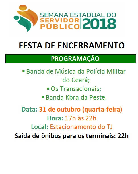 Festa do Servidor Público será nesta quarta-feira, 31 de outubro no Cambeba