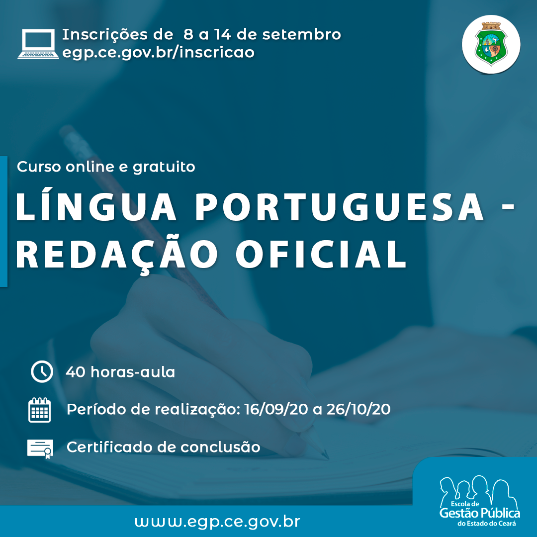 Curso gratuito sobre redação oficial recebe inscrições até 14 de setembro