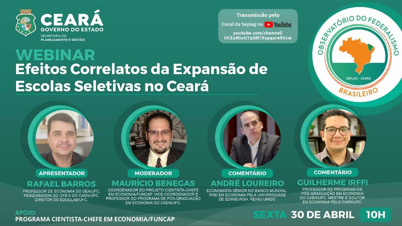Webinar aborda “Efeitos correlatos da expansão das escolas seletivas”