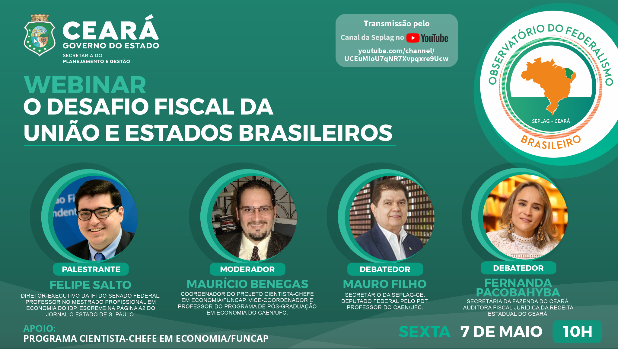 Próximo webinar terá como tema “Finanças Públicas no Brasil”