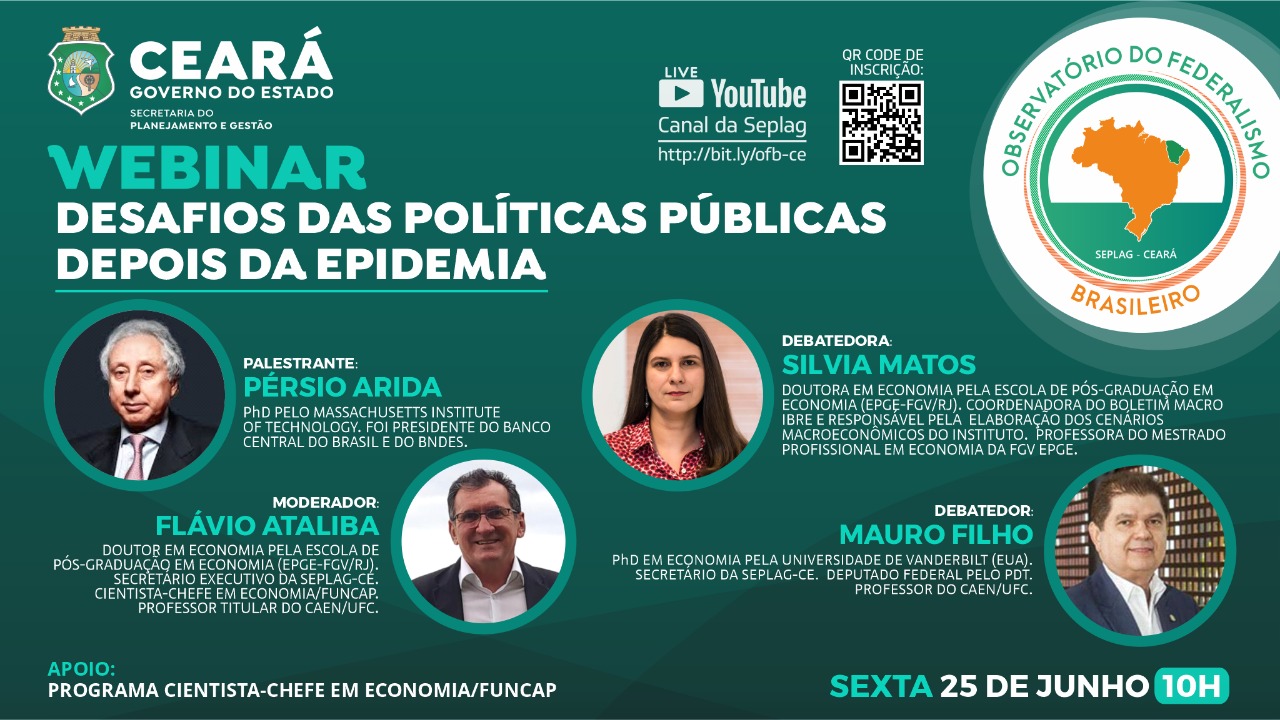 Pérsio Arida debaterá “Desafios das Políticas Públicas depois da Pandemia” no webinar de sexta-feira