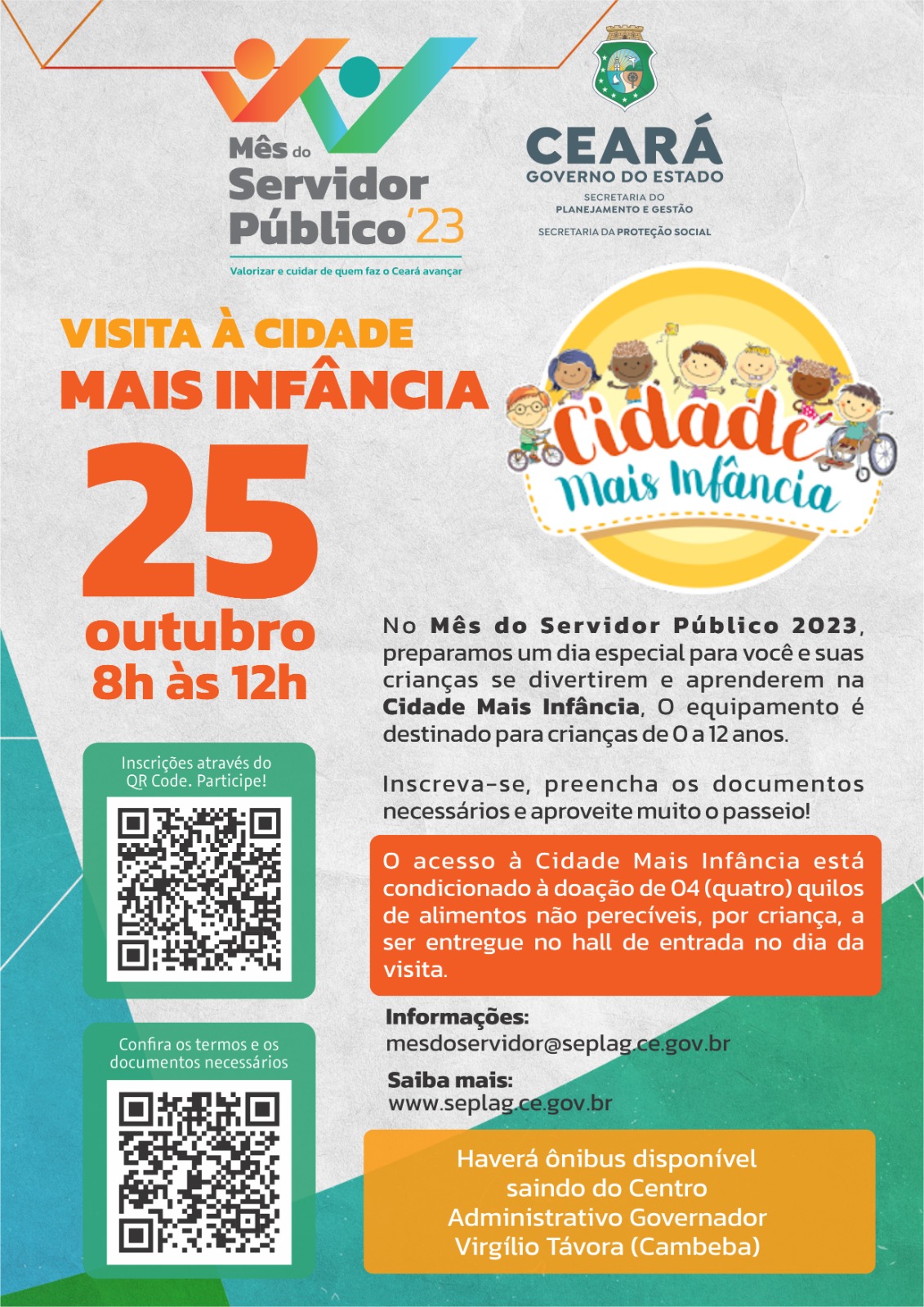 Inscrições abertas para a visita à Cidade Mais Infância