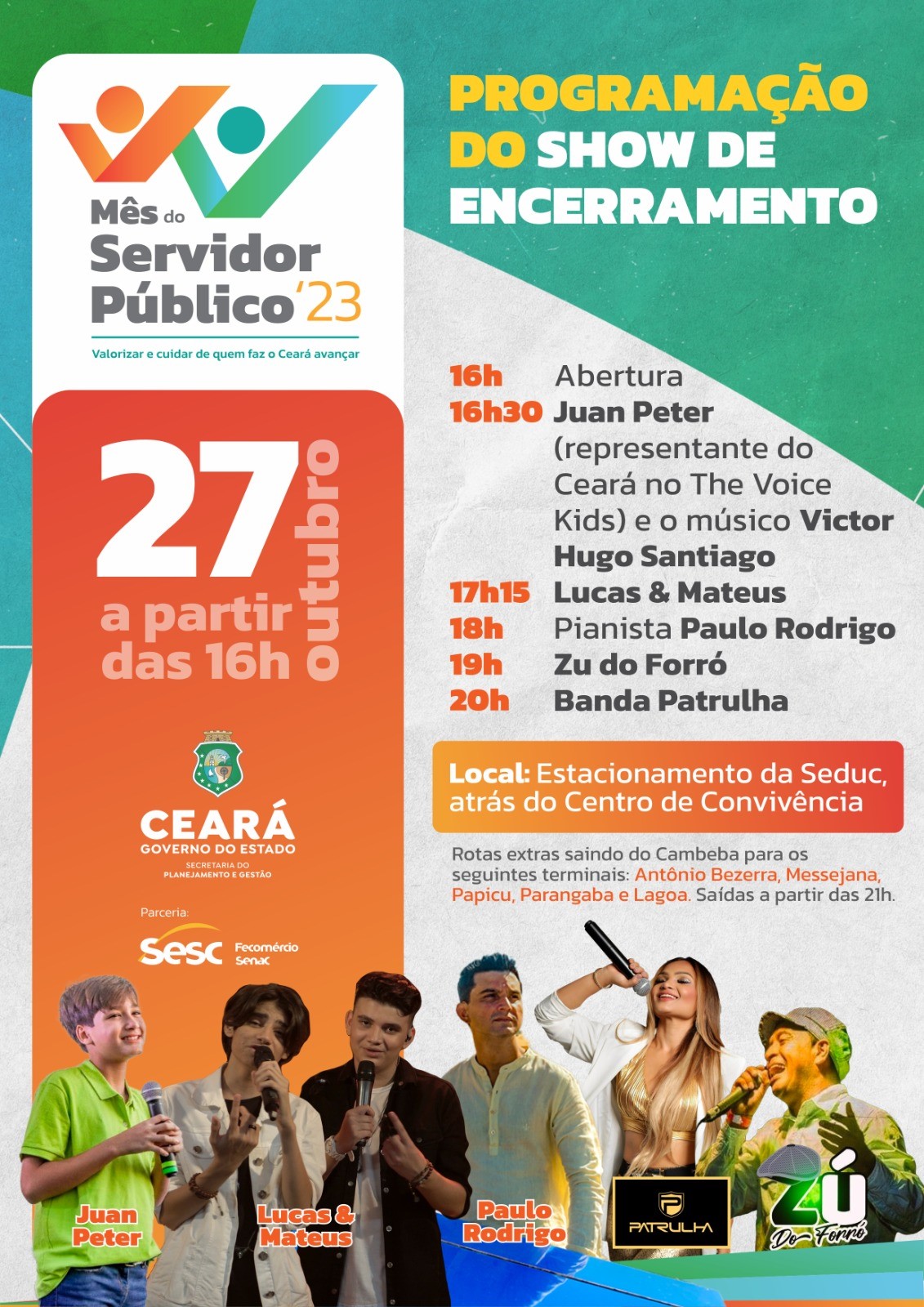 Apresentações culturais marcam o encerramento do Mês do Servidor Público nesta sexta-feira (27)