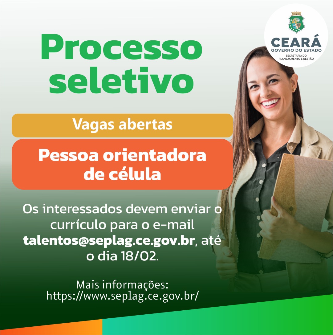 Seplag abre seleção para o cargo de orientador (a) de célula