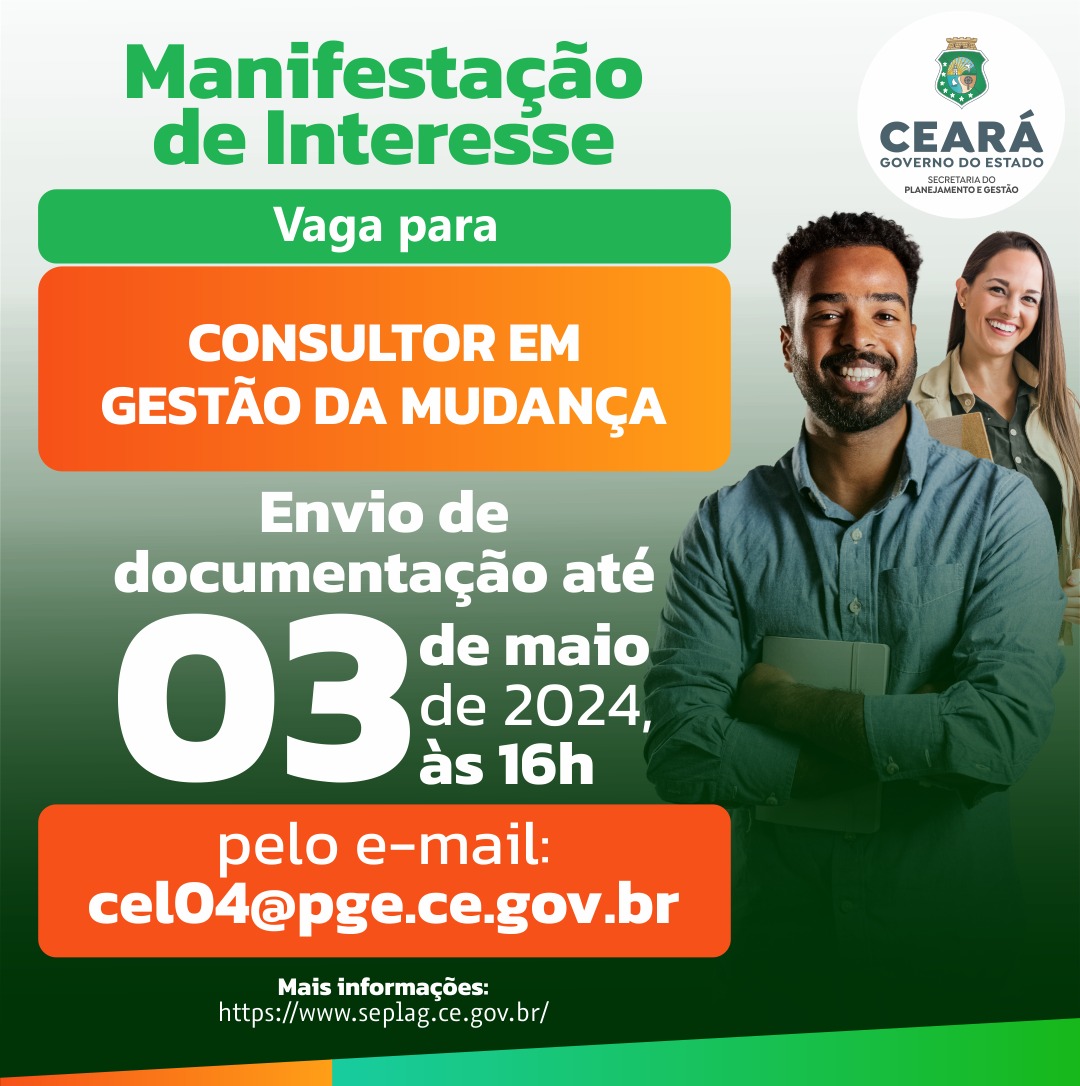 Seplag abre seleção para consultor individual especialista em Gestão da Mudança