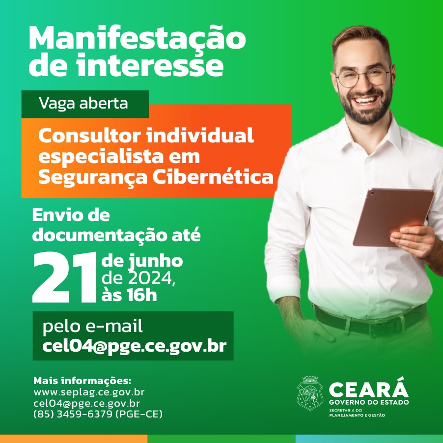 Seplag abre seleção para consultor individual especialista em Segurança Cibernética