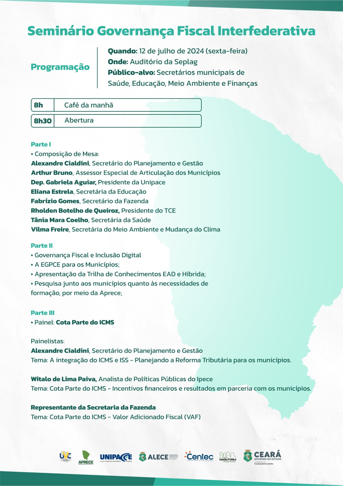 Seminário aborda Governança Fiscal Interfederativa com gestores municipais do Ceará