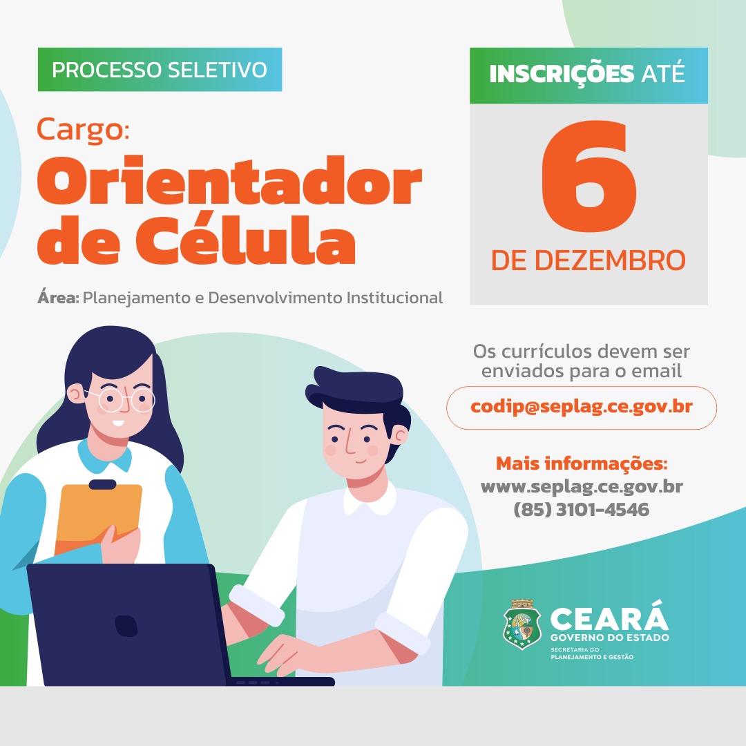 Seplag seleciona orientador de célula para Planejamento e Desenvolvimento Institucional