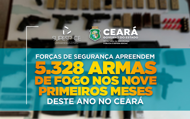 Forças de Segurança apreendem 5.328 armas de fogo nos nove primeiros meses deste ano no Ceará