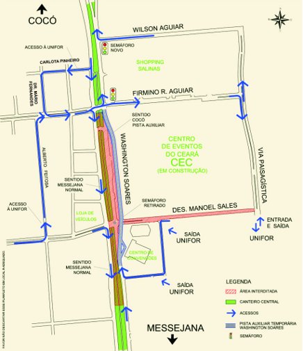 Túneis de acesso ao CEC: Desvio na Washington Soares começa domingo (7)
