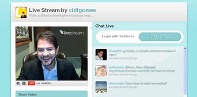 Governador conversa com internautas online via twitcam