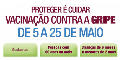 Campanha de vacinação contra gripe é prorrogada até 1º de junho