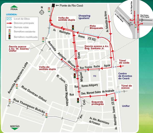 Av. Washington Soares tem novo percurso a partir deste sábado (06)