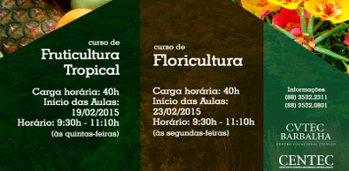 CVTEC Barbalha oferece cursos gratuitos de Fruticultura Tropical e Floricultura
