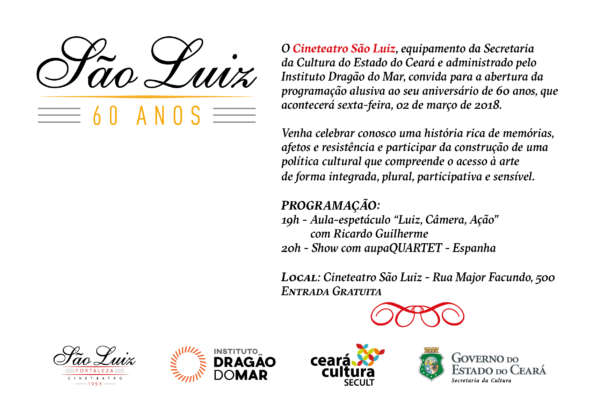 Cineteatro São Luiz dá início a programação alusiva ao seu aniversário de 60 anos