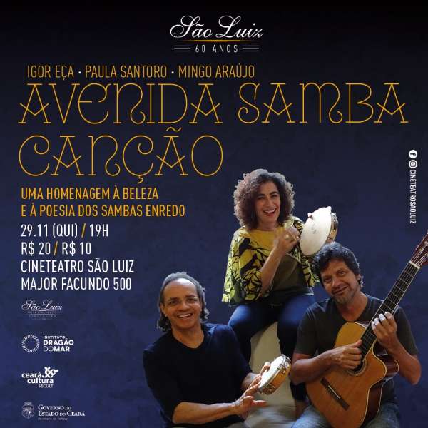 Igor Eça, Mingo Araújo e Paula Santoro exaltam sambas-enredos no show “Avenida Samba Canção”
