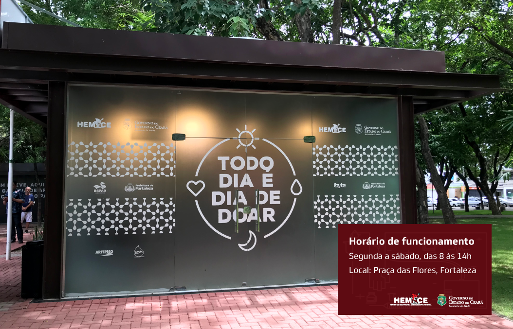 Posto de coleta do Hemoce atende de segunda a sábado na Praça das Flores