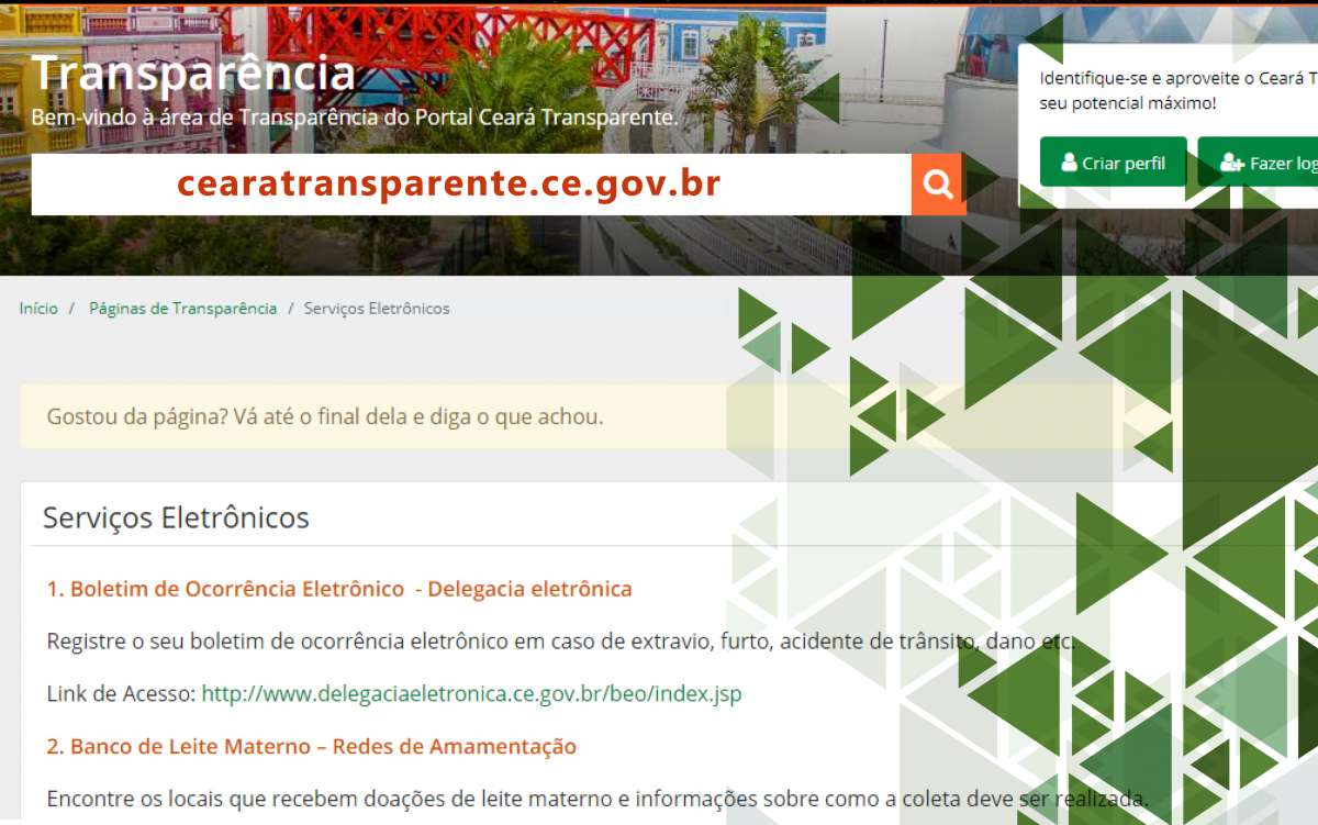 Ceará Transparente disponibiliza consulta a serviços eletrônicos do Estado