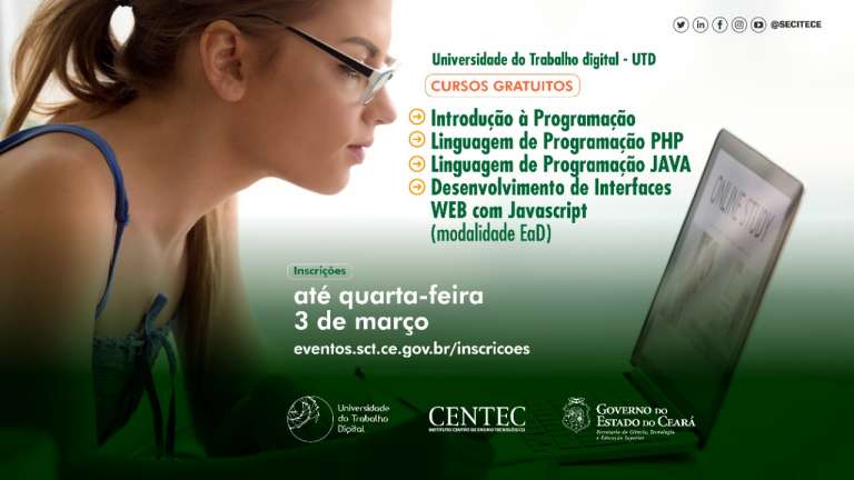Universidade do Trabalho Digital oferta 300 vagas para cursos na área de Programação