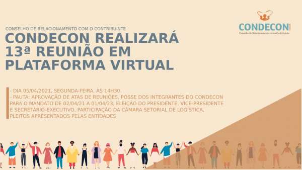 Conselho de Relacionamento com o Contribuinte realizará reunião virtual na segunda-feira (05/04)