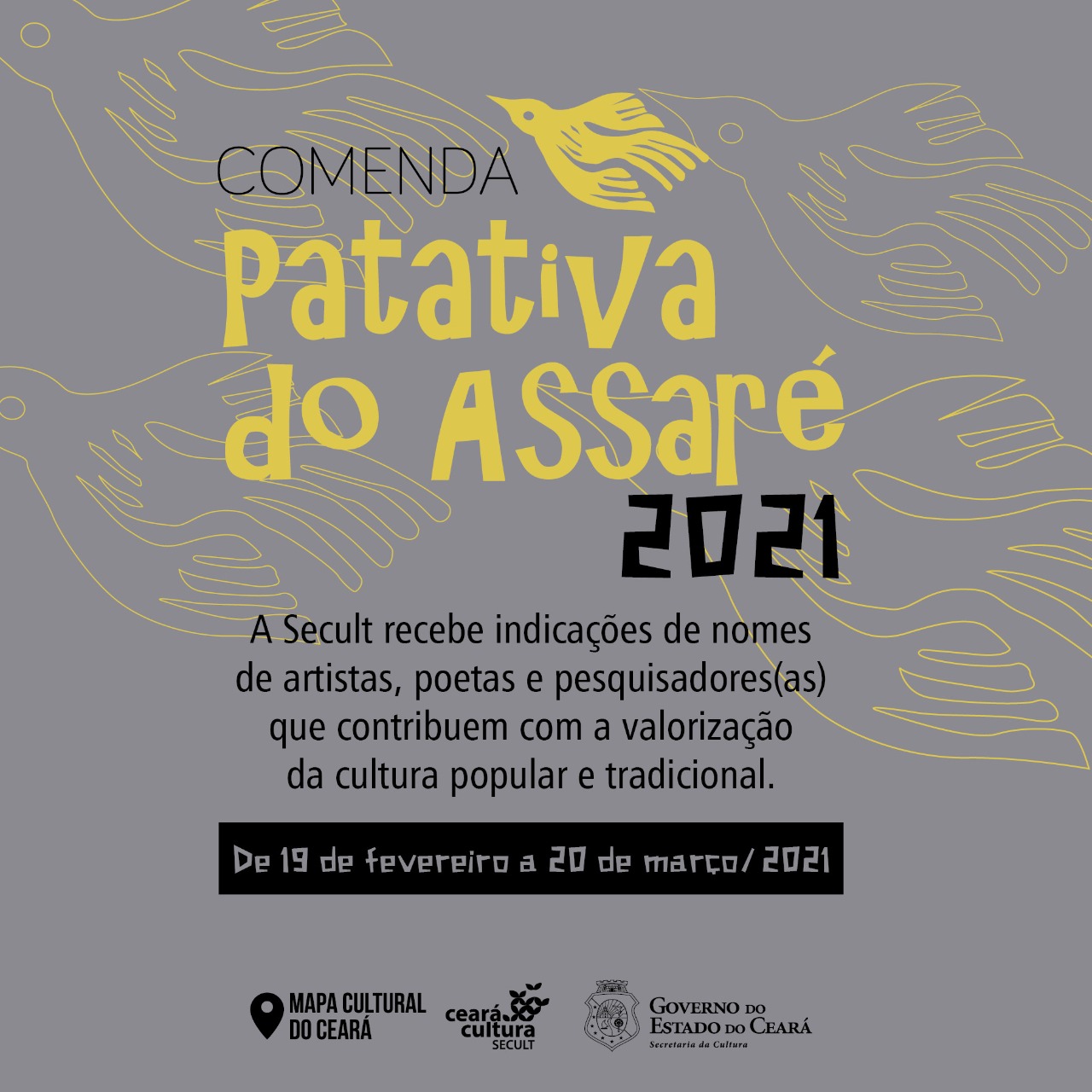 Secult lança Comenda Patativa do Assaré 2021 e recebe indicações de nomes para homenagem
