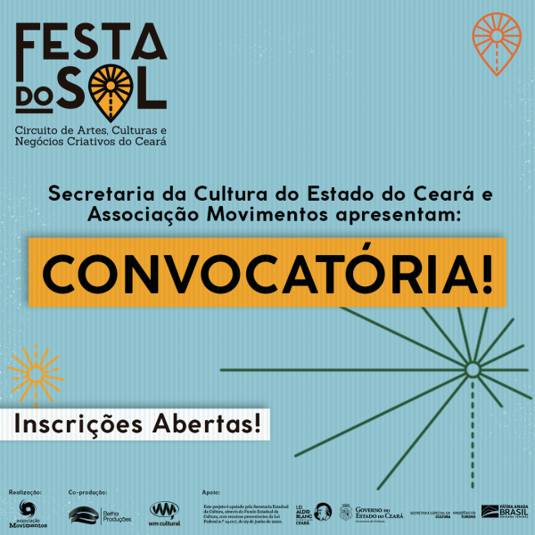 Associação Movimentos e Secult lançam convocatória para o festival online multilinguagens Festa do Sol