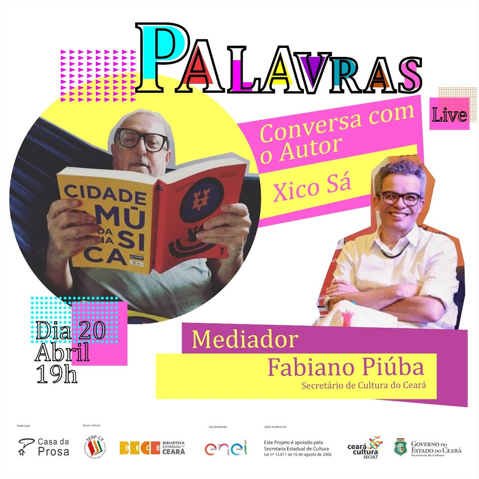 Com apoio da Secult, Projeto Palavras recebe Xico Sá falando de novos livros e projetos