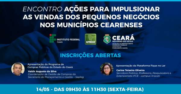 Sedet, em parceria com Aprece, promove encontro online para impulsionar vendas dos pequenos negócios