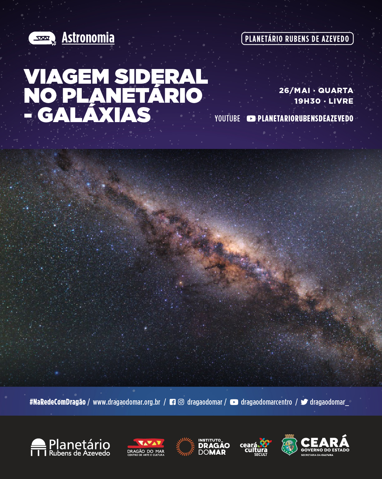 Planetário do Dragão do Mar apresenta uma viagem ao espaço sideral nesta quarta-feira (26)