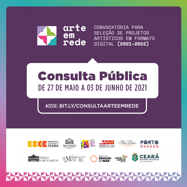 Secult e IDM lançam consulta pública para a convocatória Arte em Rede 2021/2022