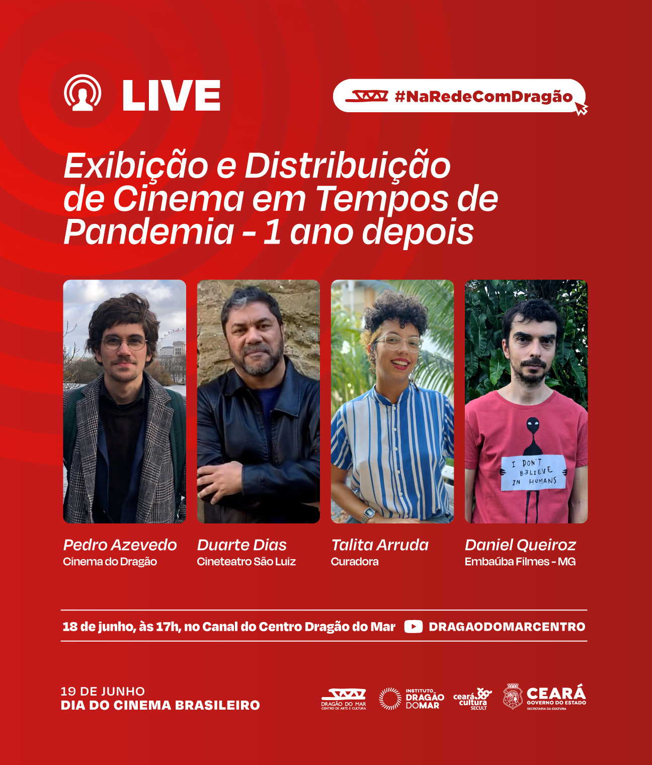 Cinema do Dragão celebra Dia do Cinema Brasileiro com debate virtual sobre exibição e distribuição de cinema nesta sexta-feira (18)