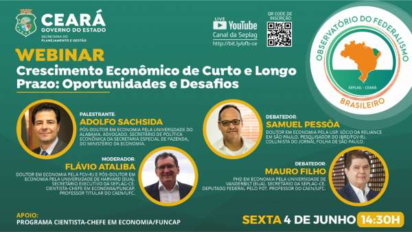 Webinar terá debate sobre crescimento econômico de curto e longo prazo