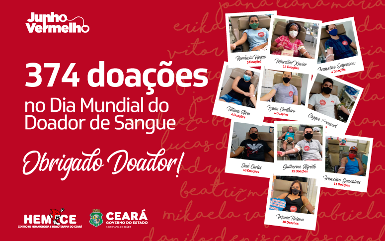 Hemoce recebe mais de 370 doações no Dia Mundial do Doador de Sangue, o dobro do coletado no ano anterior