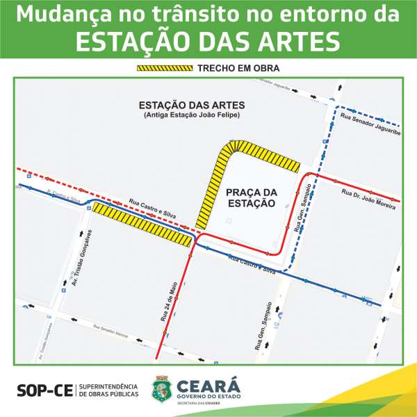 Trânsito no entorno da Praça da Estação é alterado em nova etapa da obra da Estação das Artes