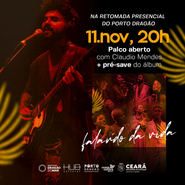 Em retomada presencial, Porto Dragão convida para palco aberto com o multi instrumentista Cláudio Mendes e o pré-lançamento da Bienal Percussiva