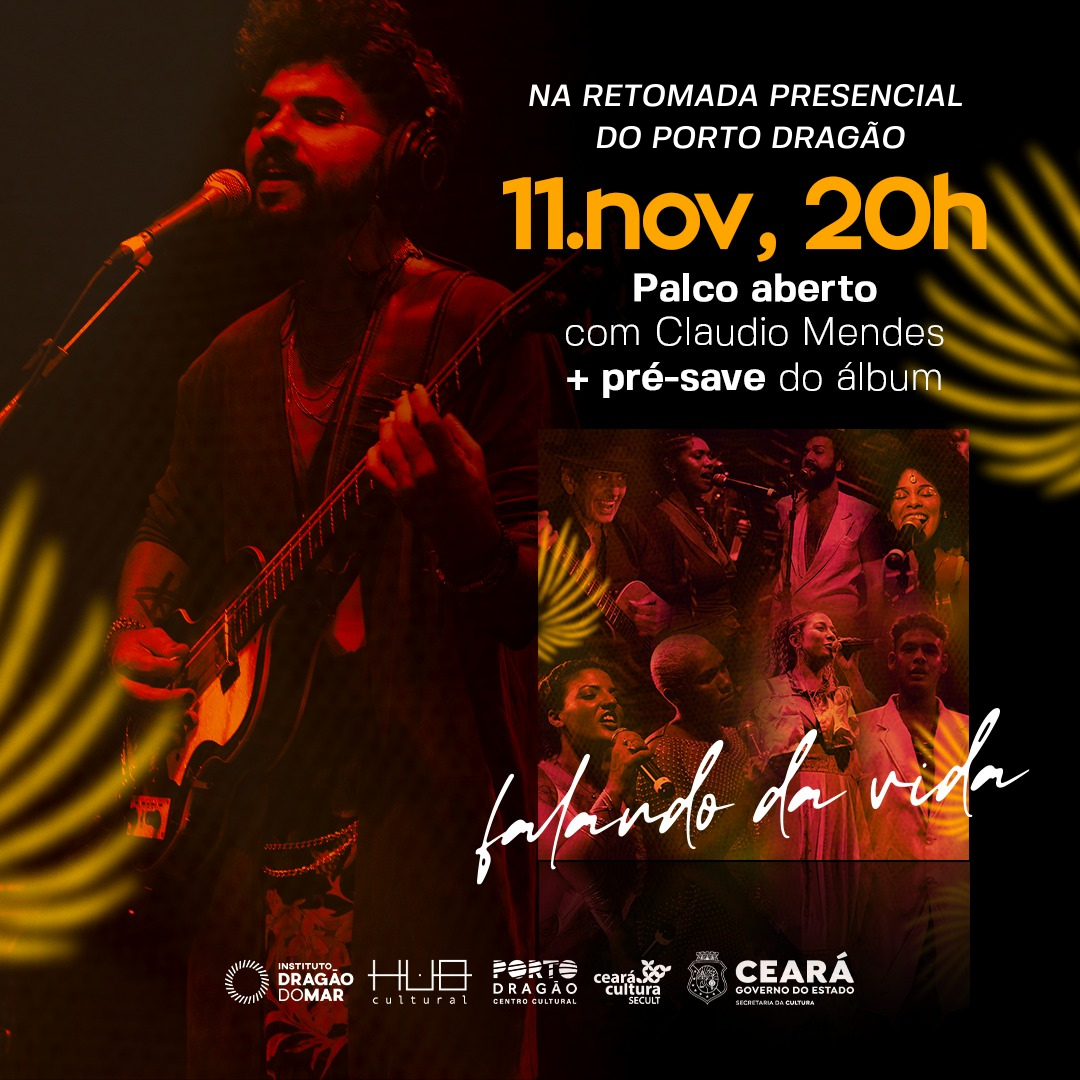 Em retomada presencial, Porto Dragão convida para palco aberto com o multi instrumentista Cláudio Mendes e o pré-lançamento da Bienal Percussiva