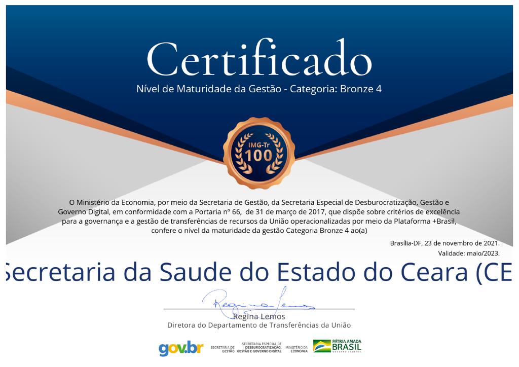 Saúde do Ceará conquista nível de excelência em governança e gestão de transferências de recursos federais