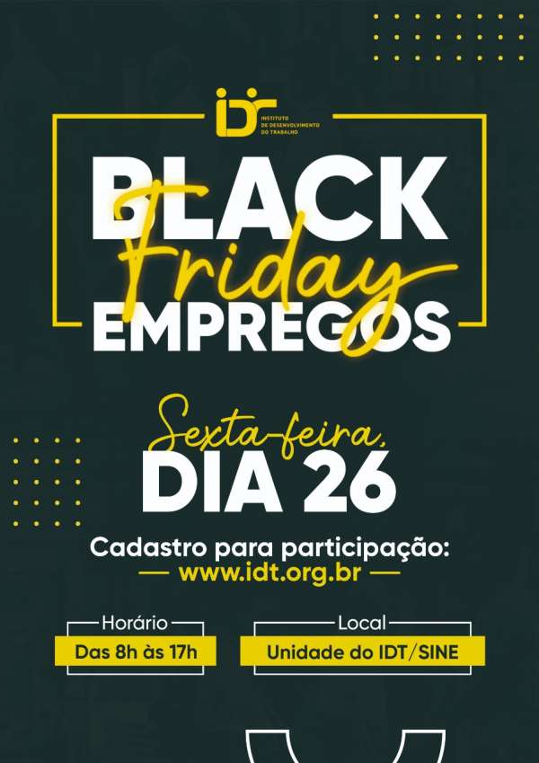 IDT/SINE: Seleção para mais de 1.500 vagas de emprego na Black Friday Emprego