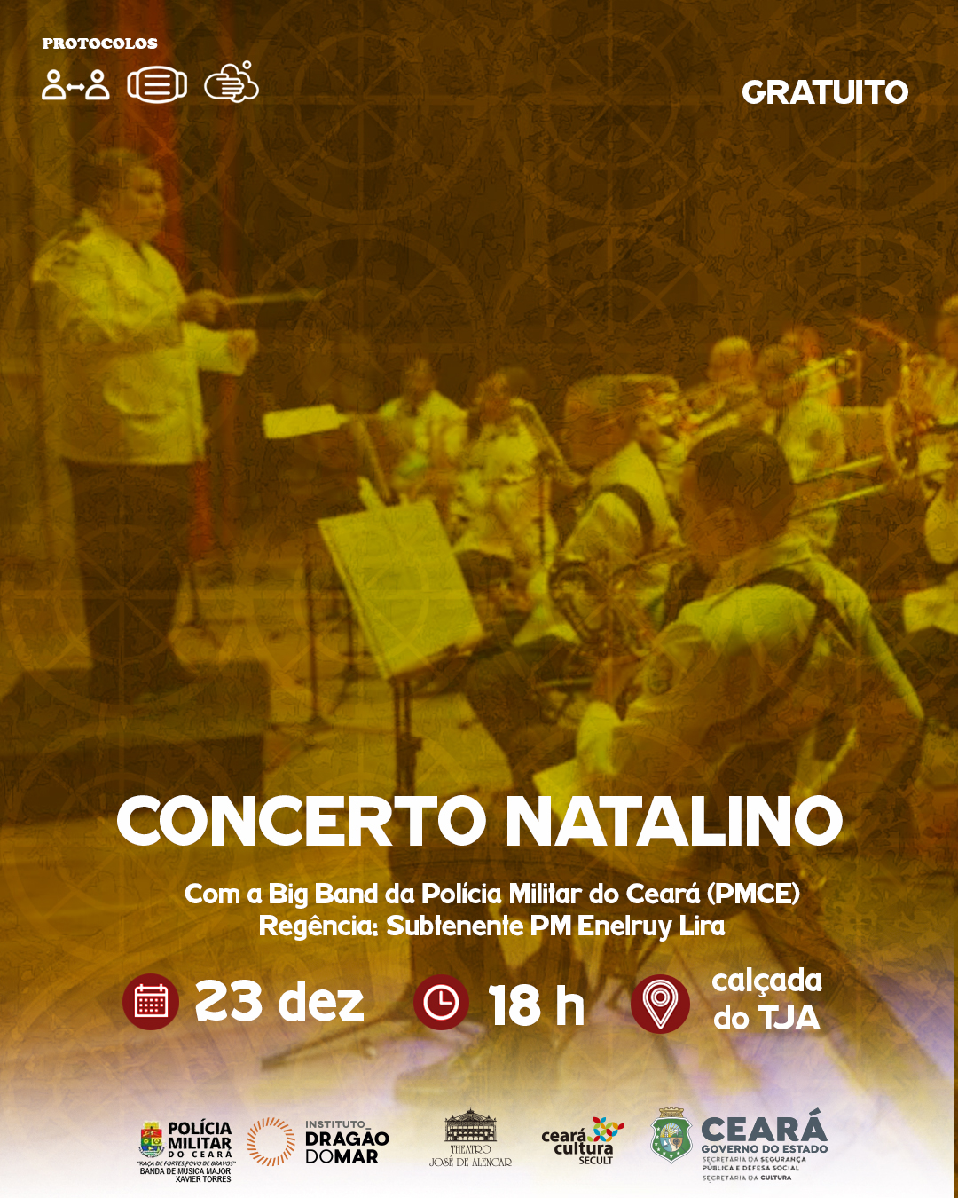 Big Band da Polícia Militar do Ceará realiza concerto natalino gratuito na calçada do Theatro José de Alencar