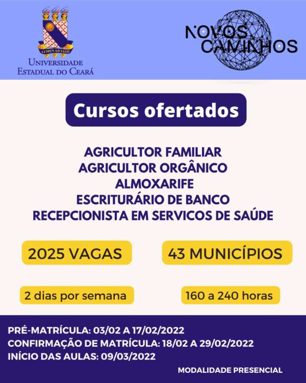 Uece ofertará 7.525 vagas para cursos técnicos em 2022