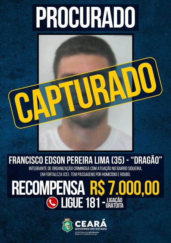 Integrante de grupo criminoso que figurava o Programa Estadual de Recompensa da SSPDS é preso pela Polícia Civil