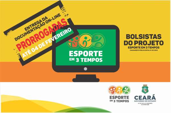 Esporte em 3 Tempos: prorrogada a entrega da documentação dos bolsistas do referente ao chamamento Público Edital Nº 007/2019