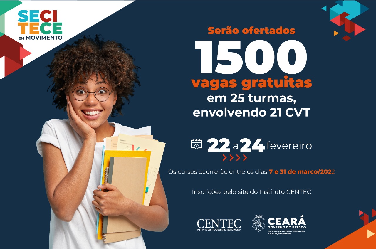 Secitece e Centec abrem inscrições para 1.500 vagas em cursos gratuitos